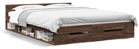 3280740 vidaXL Cadru de pat cu sertare, stejar maro, 160x200 cm lemn prelucrat