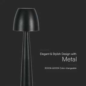 Lampă LED tactilă reîncărcabilă dimabilă de masă LED/3W/5V 3000-6000K negru