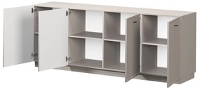 Comodă cu patru uși Lorini 200 cm - cașmir / mânere negre T-bar