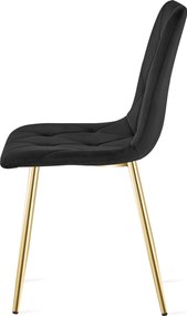 Negru scaun bucatarie LIBRA din catifea cu picioare aurii