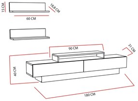 Consola TV Lucca Alb 180x40x31 cm