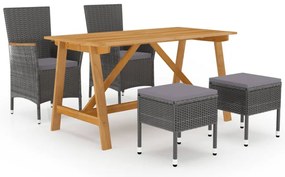 vidaXL Set de masă pentru grădină, 5 piese, gri