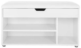 Banca depozitare incaltaminte, pantofar pentru hol, Vasagle, pal, 3 rafturi, alb, 80x30x44 cm