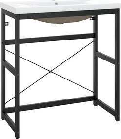 vidaXL Cadru lavoar baie cu chiuvetă încorporată, negru, fier