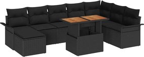 vidaXL Set de canapele pentru grădină 9 pcs Negru Rattan poli