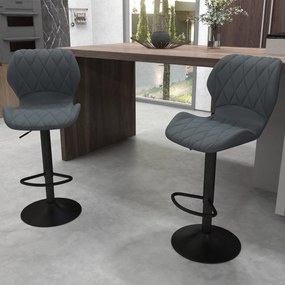 HOMCOM Scaun bar, inaltime reglabila, piele sintetica,Capacitate de sustinere120 kg, gri | Aosom Romania