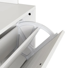 Dulap pentru pantofi cu 3 uși, raft pentru pantofi cu cârlige, 70x25x165 cm, Alb