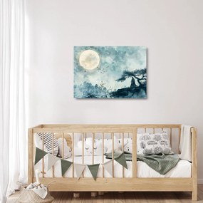 Tablou pe sticlă - Pictură cu lună plină (70x50 cm)