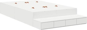 vidaXL Cadru de pat cu depozitare cu sertar Alb 120 cm Lemn compozit