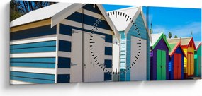 Tablou - Plaja Brighton, Melbourne, Australia (cu ceas) (90x30 cm)