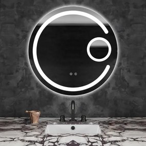 Oglindă Baie LED și Dezaburire Elit's Premium cu Senzor Touch, Lumina Rece, Caldă și Neutră, 70cm,Lupa Cosmetica