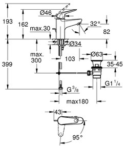 Grohe Swift baterie lavoar stativ StarLight Chrome 24322001