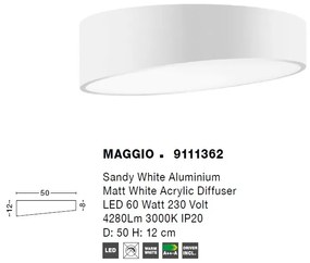 Lustra LED aplicata design modern 50cm MAGGIO alba NVL-9111362