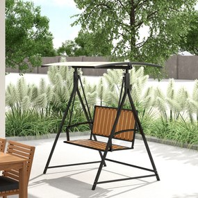 Outsunny Balansoar Hollywood cu acoperiș de soare reglabil, balansoar de grădină pentru două persoane 142 x 112 x 162cm, Negru | Aosom Romania