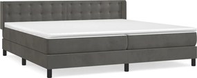 vidaXL Pat box spring cu saltea, gri închis, 200x200 cm, catifea
