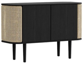 Comodă neagră/în culoare naturală joasă cu aspect de lemn de stejar 109x75 cm Treasures – UMAGE