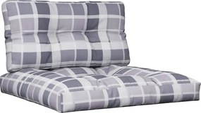 vidaXL Perne pentru paleți, 2 buc. gri, țesătură, model cu carouri