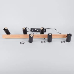 Brilagi - Candelabru LED RGBW reglabil, suspendat pe cablu SELE 6xGU10/6,5W/230V negru/stejar