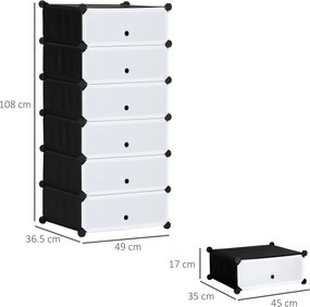HOMCOM Mobilier pentru incaltaminte modular, 6 cuburi 45x35x17cm din plastic PP si otel, alb | Aosom Romania