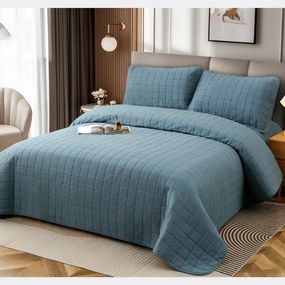 Cuvertură bumbac 100%, albastru, 4 piese, 230x240 cm, EY02