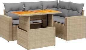 vidaXL Set canapele de grădină cu perne, 5 piese, bej, poliratan