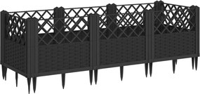 vidaXL Jardinieră de grădină cu spalier, negru, 123,5x43,5x43,5 cm, PP