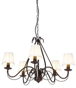 Candelabru maro cu abajururi plisate crem, 5 lumini - Giuseppe