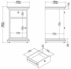 Noptieră Provence II, alb