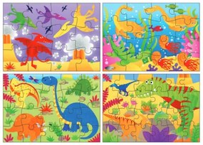 Set 4 puzzle-uri Dinozauri (12, 16, 20, 24 piese)