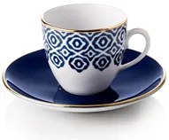 Set pentru servit cafea turcească 4 căni cu farfurioară, culoare albastră "Bleu Blanc" - Selamlique