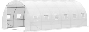 Outsunny Seră tip tunel 6x3x2 m Seră de grădină cu ușă rulabilă 12 ferestre Învelitoare PE 140 g/m² și metal galvanizat pentru culturi plante legume Alb | Aosom Romania