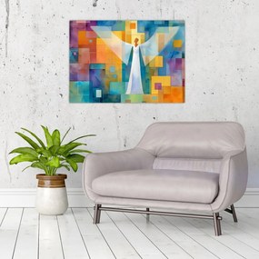 Tablou pe sticlă - Înger geometric (70x50 cm)