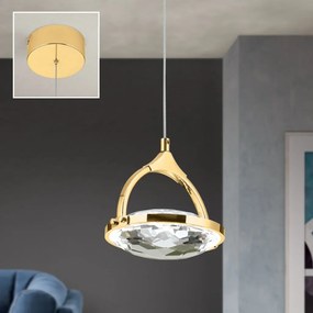 Pendul LED cu cristal K9 design lux MOON auriu