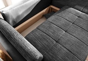 Colțar extensibil dumonde cu ladă de depozitare si sezut confortabil din spuma high-density, Loana Magma Black 270x185 cm