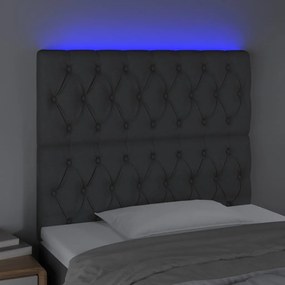 Tablie de pat cu LED, gri inchis, 100x7x118 128 cm, textil 1, Morke gra, 100 x 7 x 118 128 cm
