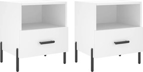 vidaXL Noptiere, 2 buc., alb, 40x35x47,5 cm, lemn compozit