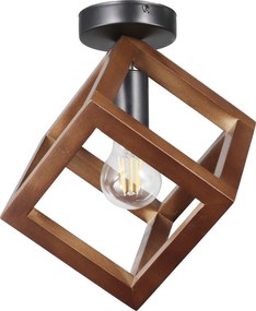 Plafoniera Klausen Rhombus PL1 Nuc, Design Modern Lemn Metal, 24x22x22 cm, Dulie E27, Iluminat Interior Elegant pentru Dormitor sau Hol Relaxant