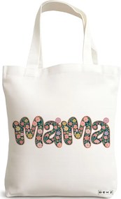 Sacosa de Panza pentru Cumparaturi, Geanta Tote, model Mama 2 38 x 34.5 cm, Alba, BEKZ®