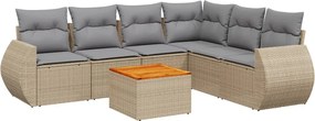 vidaXL Set canapele de grădină, 7 piese, cu perne, bej, poliratan