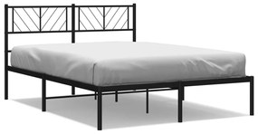 372182 vidaXL Cadru de pat metalic cu tăblie, negru, 160x200 cm