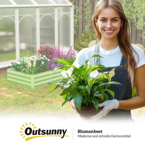 Outsunny Bara de flori înălțată din oțel, Fund deschis, Asamblare ușoară, 241L x 90,5L x 30H cm, Verde | Aosom Romania