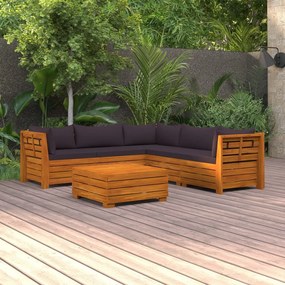 3087317 vidaXL Set mobilier grădină cu perne, 6 piese, lemn masiv acacia