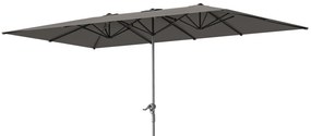 Outsunny Umbrelă Dublă de Grădină cu Manivelă și 12 Spițe din Aluminiu și Poliester, 4.5x2.6 m, Gri Închis | Aosom Romania
