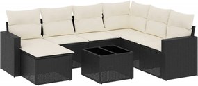 vidaXL Set mobilier de grădină cu perne, 8 piese, negru, poliratan