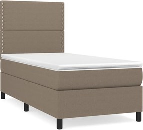 vidaXL Pat box spring cu saltea, gri taupe, 90x190 cm, textil