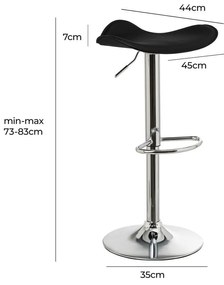 Set de scaune de bar negru cu înălțime ajustabilă 2 buc. tapițat (înălțime șezut 73 cm) – Casa Selección