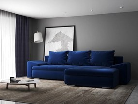 Colțar extensibil dumonde cu ladă de depozitare si sezut confortabil din spuma high-density, Leonardo Royal Albastru 260x185 cm II