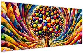 Tablou – Arbore colorat cu mere (120x50 cm)