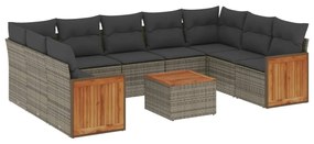 3260366 vidaXL Set mobilier de grădină cu perne, 10 piese, gri, poliratan