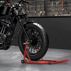 HOMCOM Suport pentru motocicletă, tăvișă pentru motocicletă cu brațe oscilante în formă de U și L, suport universal pentru atelier, roșu | Aosom Romania